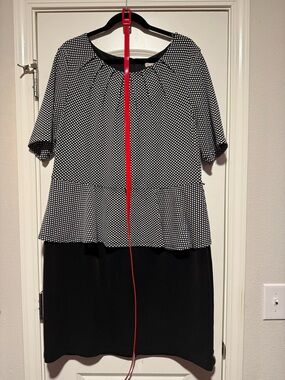 Dress Barn Black and White Polka Dot Midi Dress